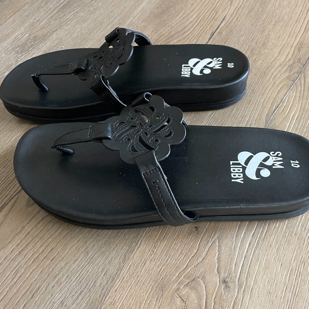 Sam & Libby Flip Flops Women's Size 10 Black Alexandra Thongs Summer Beach! - Picture 2 of 9